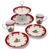 Null 5tlg Set Weihnachtszauber Frühstücks-Set – 1x Etagere, 2x Kaffeebecher 37cl & 2x Gebäckteller 20 Cm 25